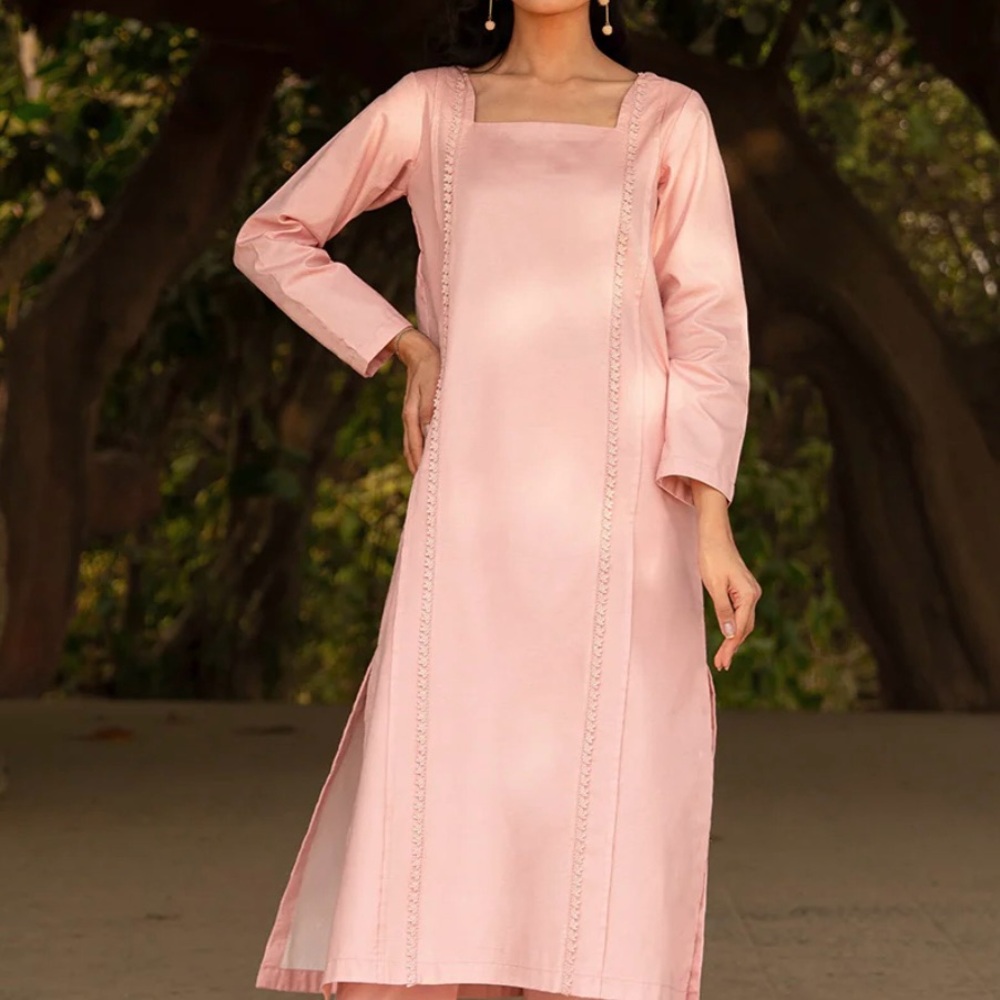 Elegant Pink Long Sleeve Dress with Trouser- 2 Piece set- Size M- Brand New
